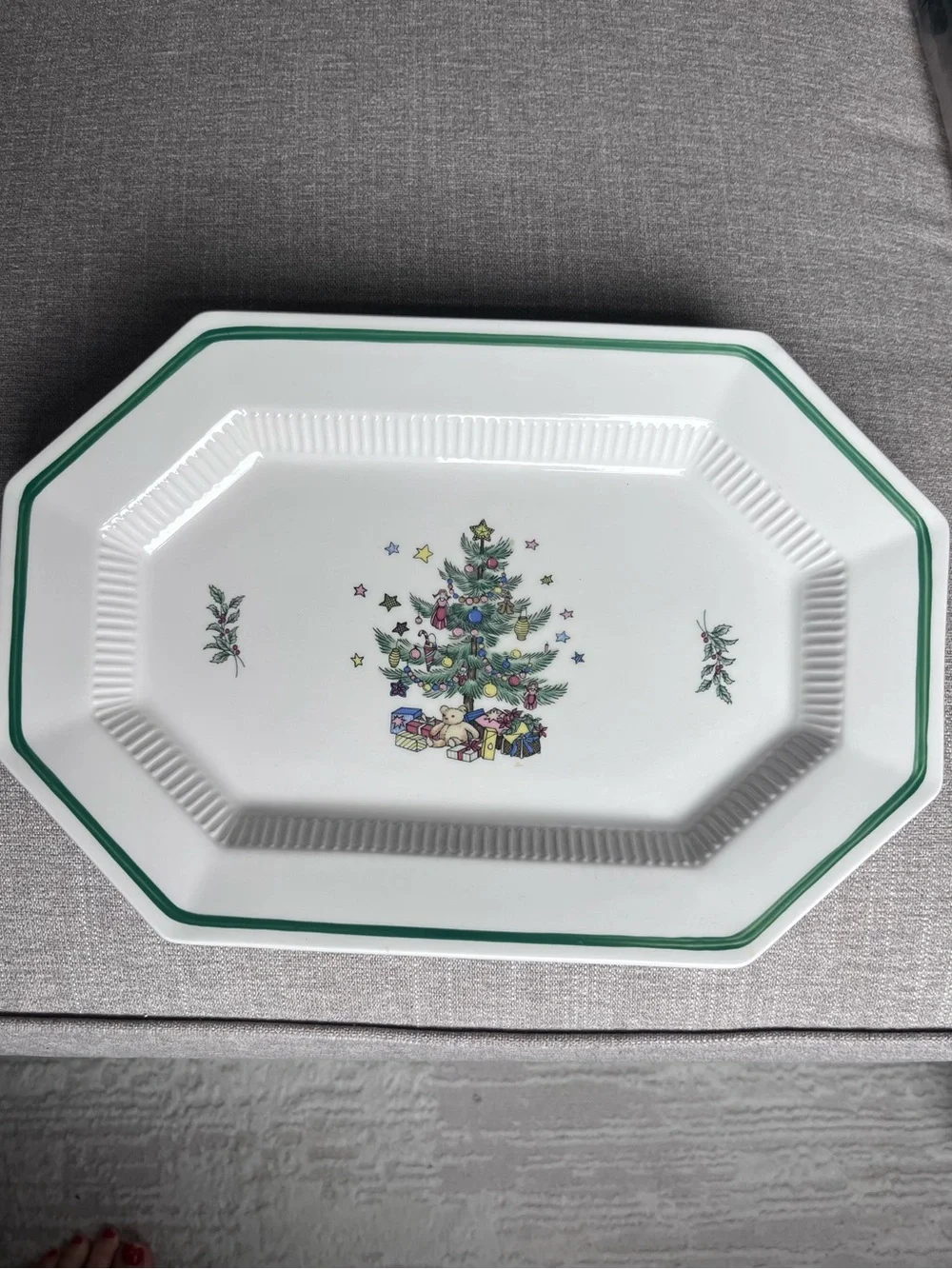 Classic Christmas Tree Octagonal Serving Platter for holidays